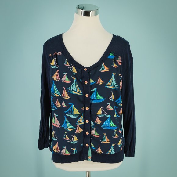 Anthropologie Sweaters - Anthro HWR Monogram Large Sailboat Cardigan